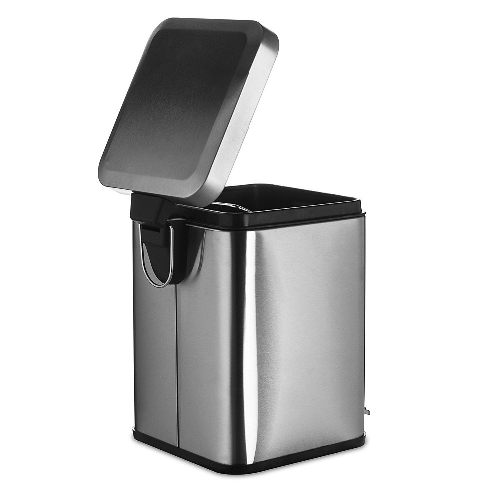 Dailyart Stainless Steel Rectangular Waste Bin 5L 10 gallon trash can Step Open Trash Can Foot Pedal Bin