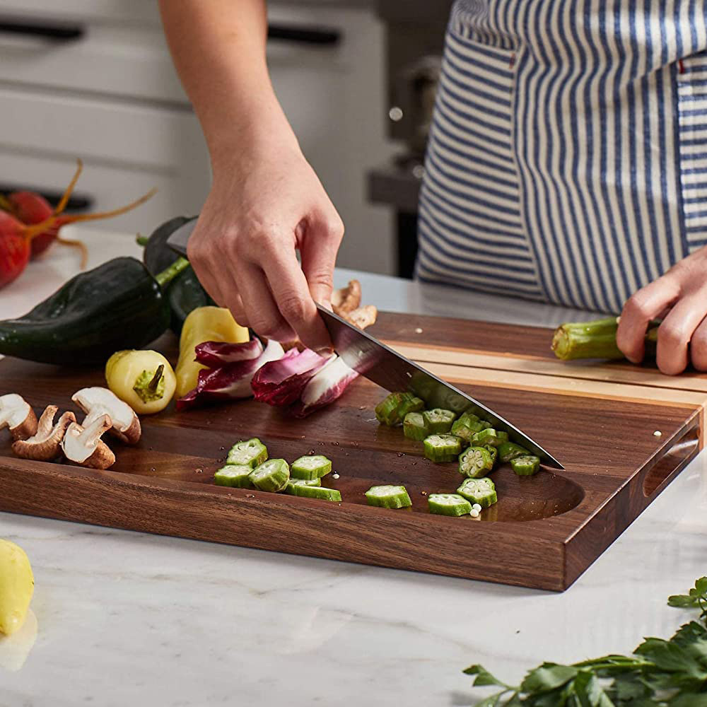 Adorable Design Kitchen Large Handmade Striped Walnut Mix Cherry Maple Beech Wood Cutting Chopping Board