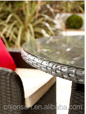 Outdoor unique creative design square round table and rattan chairs garden furniture