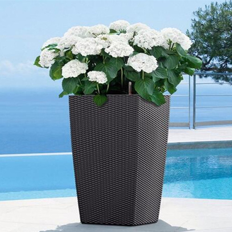 Large outdoor flower pot garden accessories decorative rattan plastic flower pot