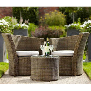 Patio furniture 5pcs wicker bistro set with glass table vintage