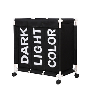 Laundry Sorter 3 Bag Laundry Sorter Cart Laundry Hamper Sorter Basket with Lockable Rolling Wheels for Clothes Storage