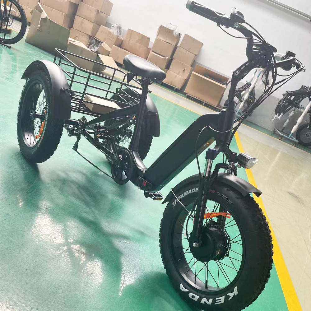 Joyebikes 20 Inch Tricycle Electric Trike 500W Motor Fat Tire 3 Wheel E Bike Tricycle Three Wheels Adult Cargo Electric Bike