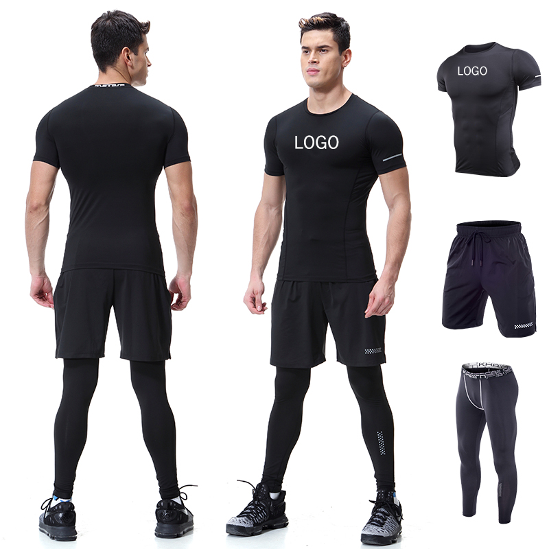 Plus Size 5XL 6XL Mens Compression Tights Shirt Top Shorts Sets Workout Sports Fitness Running Gym Clothing Wear Sets For Men