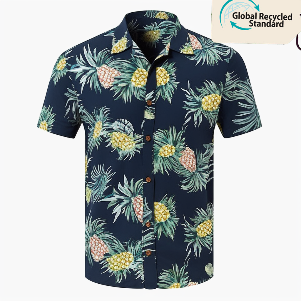 Custom men's short sleeve Hawaiian shirt cotton casual rayon shirts summer Aloha man beach collared button down shirts men