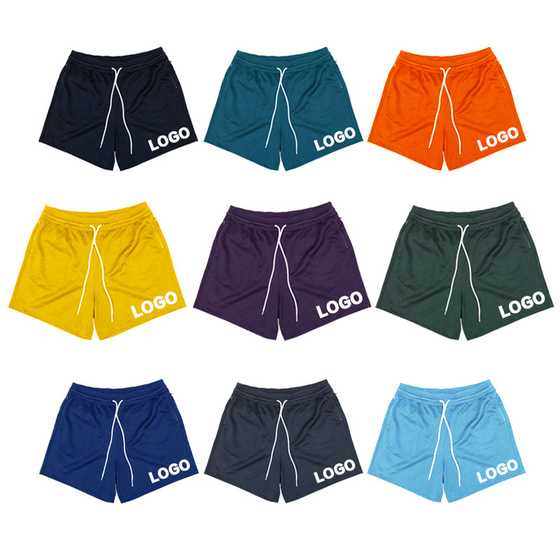 Custom basketball shorts plain design double single layer training summer 5 inch inseam men's mesh short shorts