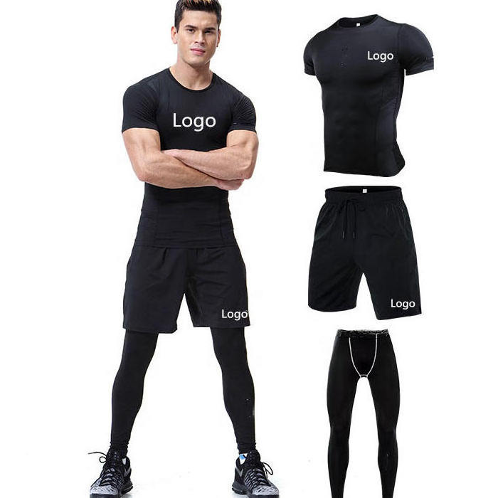 Plus Size 5XL 6XL Mens Compression Tights Shirt Top Shorts Sets Workout Sports Fitness Running Gym Clothing Wear Sets For Men