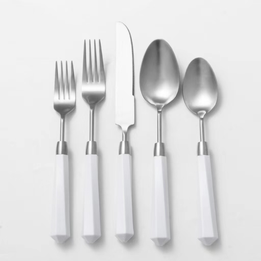 Joy Tableware Diamond Flatware Acrylic handle Cutlery Stainless steel cutlery sets