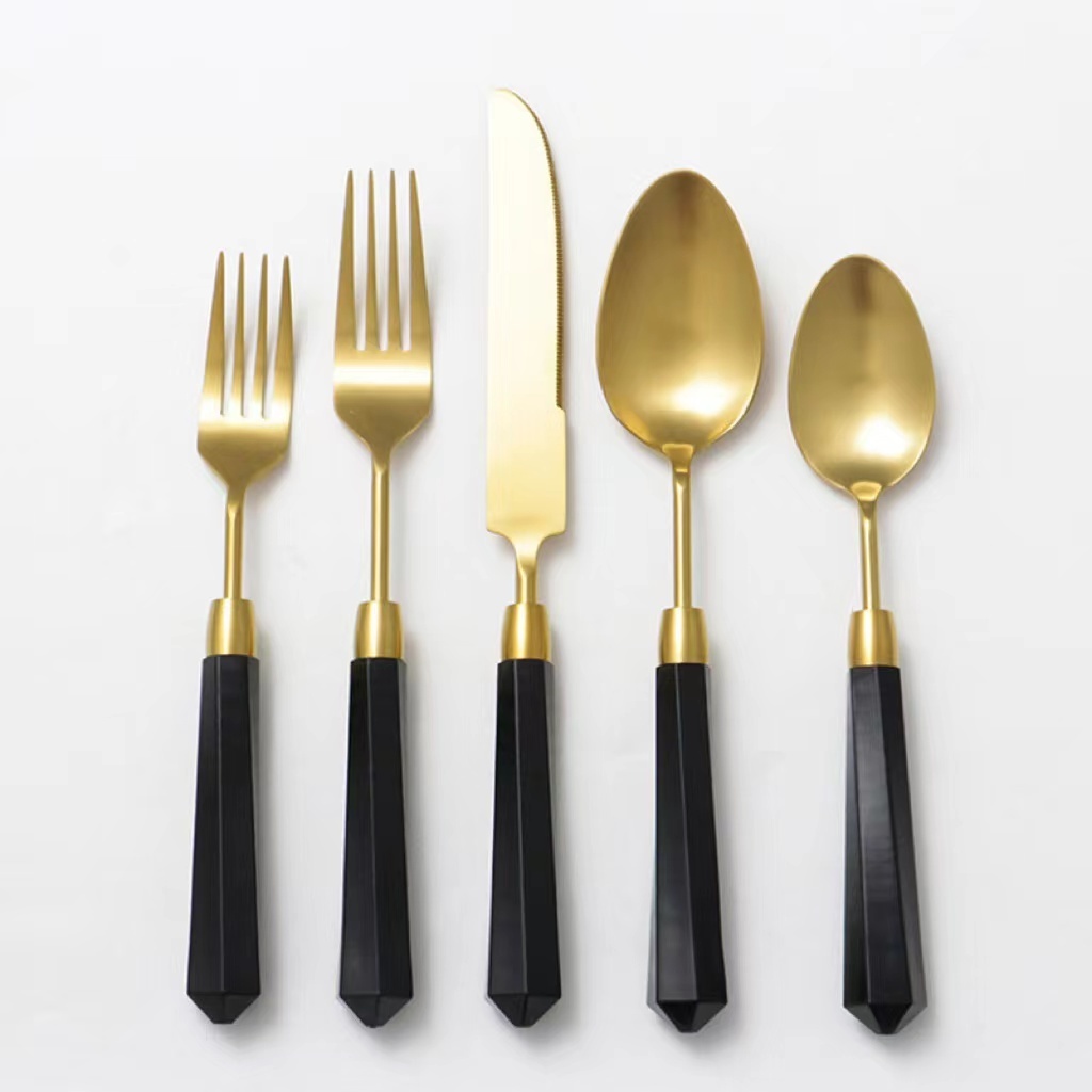 Joy Tableware Diamond Flatware Acrylic handle Cutlery Stainless steel cutlery sets