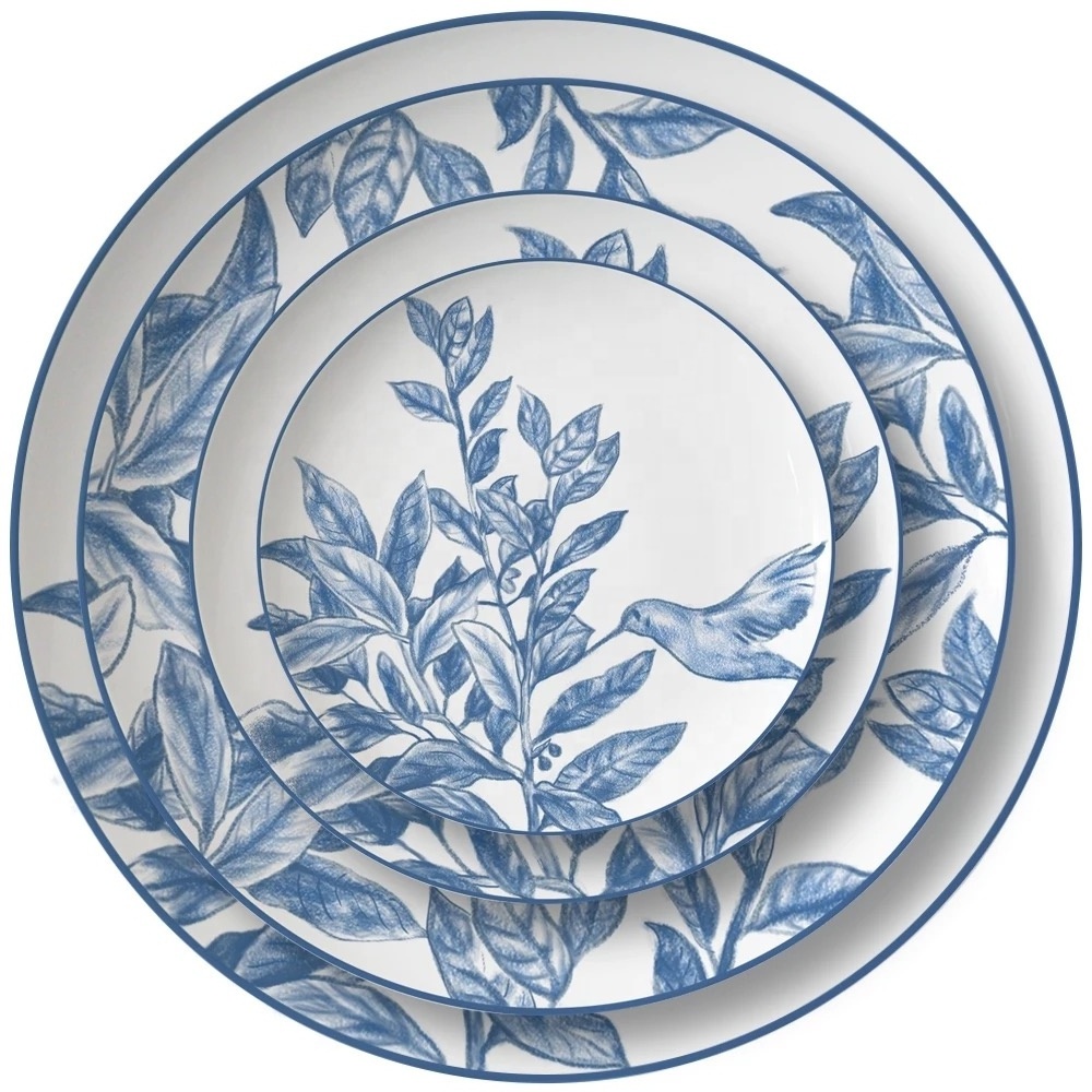 Luxury Home Crockery Dinner Set Custom Wedding Plates Chinese Porcelain Ceramic Dinnerware Sets