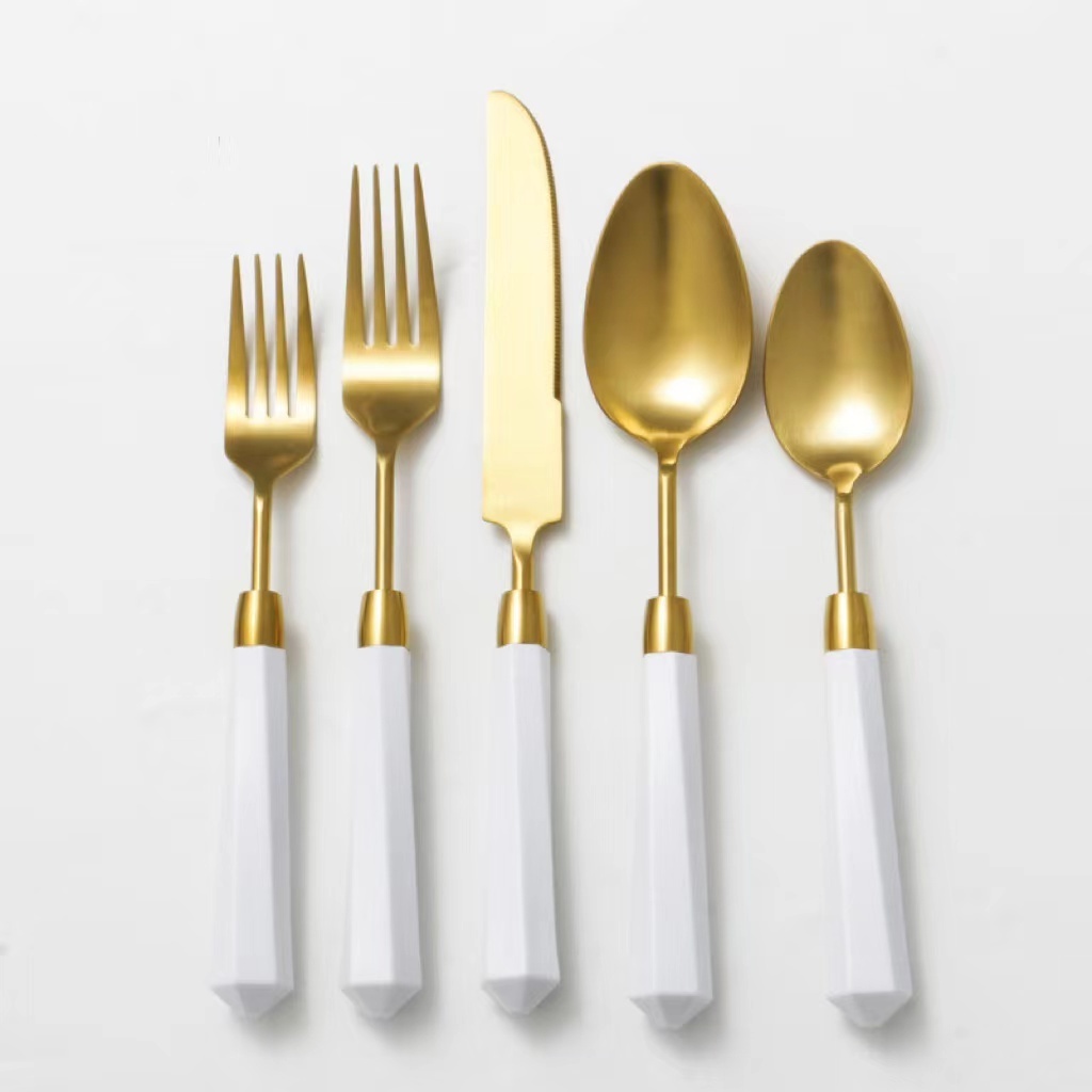 Joy Tableware Diamond Flatware Acrylic handle Cutlery Stainless steel cutlery sets