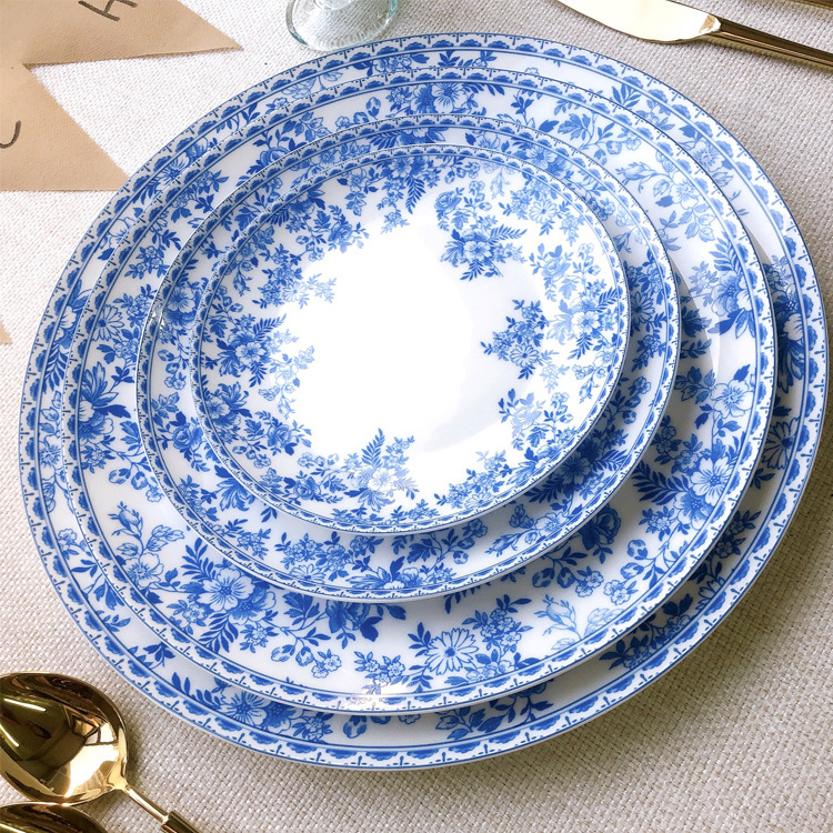 Joy Tableware Blue Flower plates Hot Selling Ceramic Plates Sets Christmas Plates