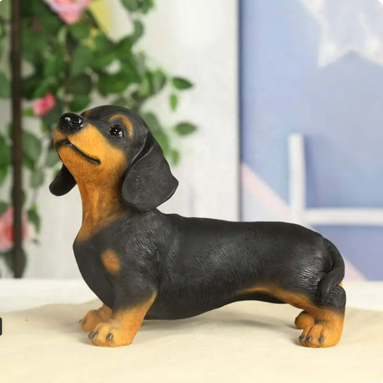 Factory handmade hot selling ornaments home decoration animal dachshund dog statue