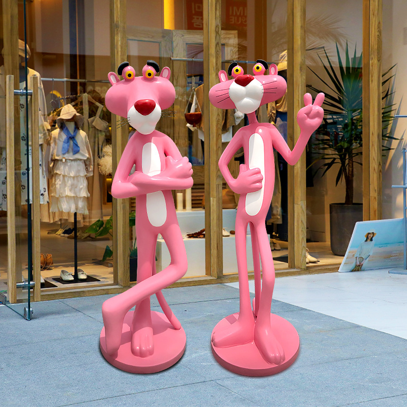 Factory customized cartoon  pink panther sculpture for mall park decoration