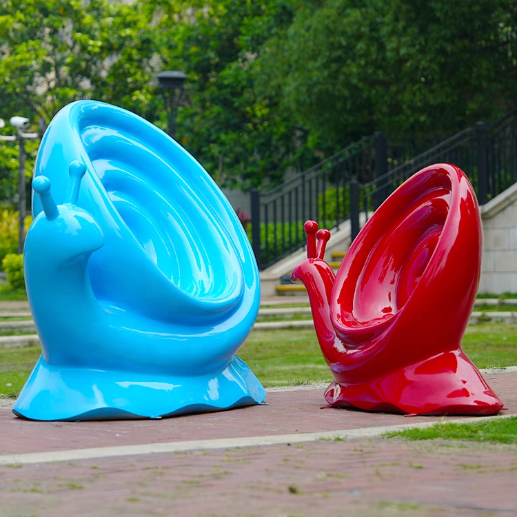 Factory Custom Outdoor Resin Bench Seat Sculpture Fiberglass Cartoon Animal Snail Chair Statue