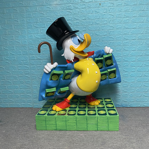 Custom Cartoon Outdoor Decor Life Size Rich Duck Fiberglass Sculpture Statues is in stock.