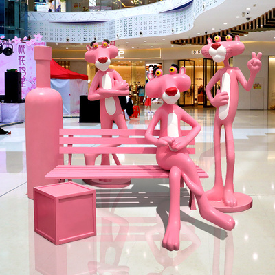 Factory customized cartoon  pink panther sculpture for mall park decoration