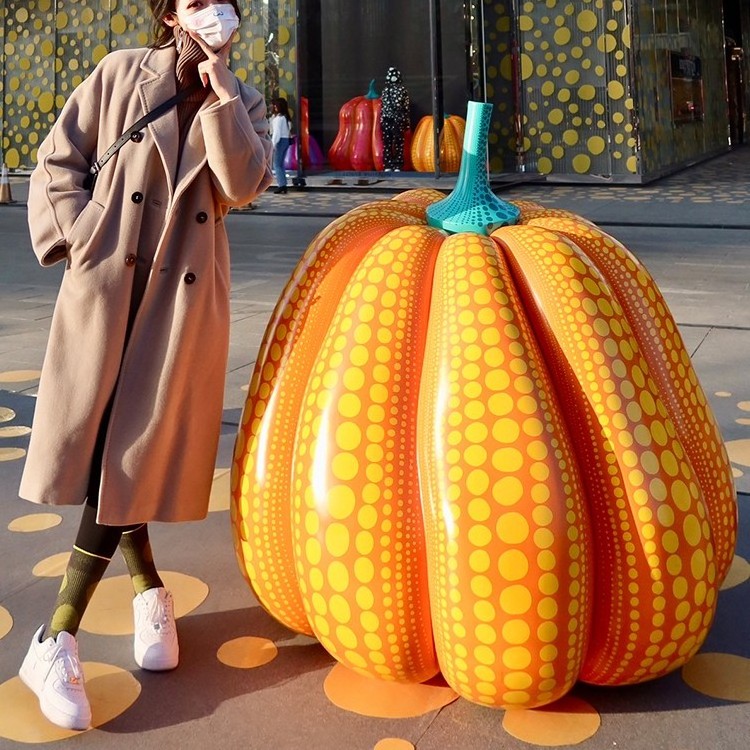 Large Fiberglass Pumpkin Lantern Outdoor Statue Large Size Outdoor Sculpture Halloween Thanksgiving