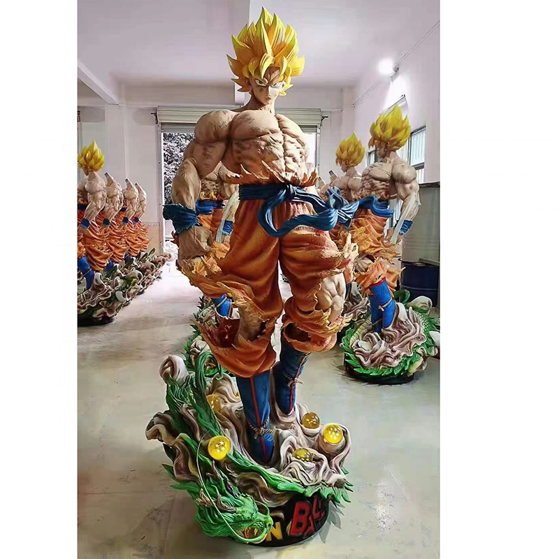 Customized Life Size Goku Fiberglass Japanese Anime Resin Dragon Ball Goku Kakarotto Statue For Collection Gift