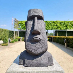 Custom-made FRP Moai Head Sculpture Moai Statue for Outdoor Adventure Mini Golf Decoration