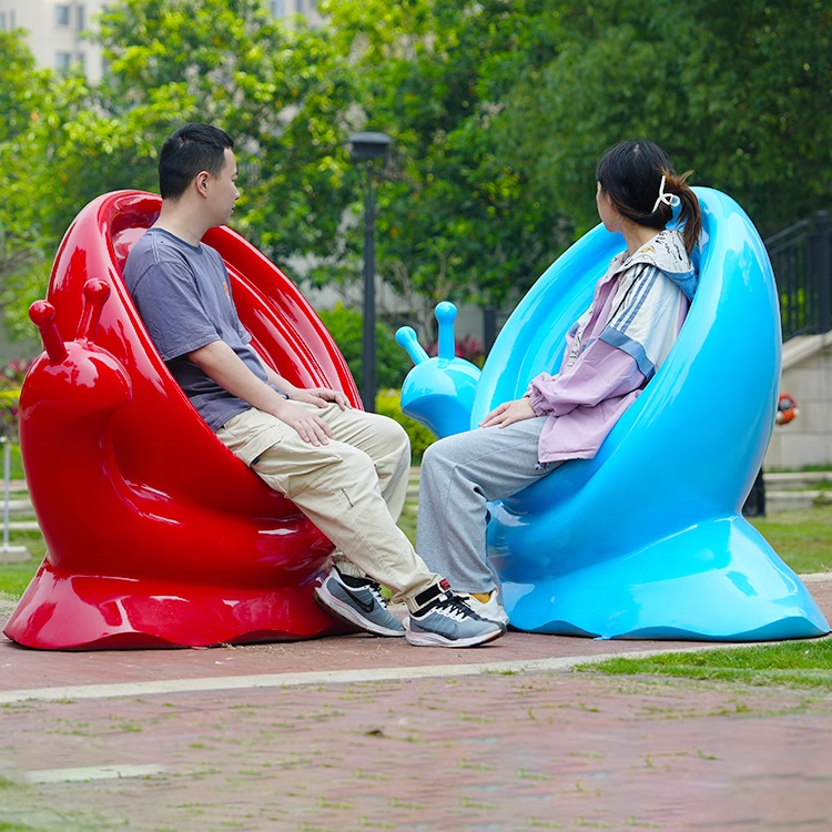 Factory Custom Outdoor Resin Bench Seat Sculpture Fiberglass Cartoon Animal Snail Chair Statue