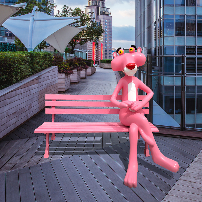 Factory customized cartoon  pink panther sculpture for mall park decoration