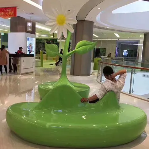 Hot selling modern fiberglass flowerpot seat leisure chair sculpture for shopping mall commercial street