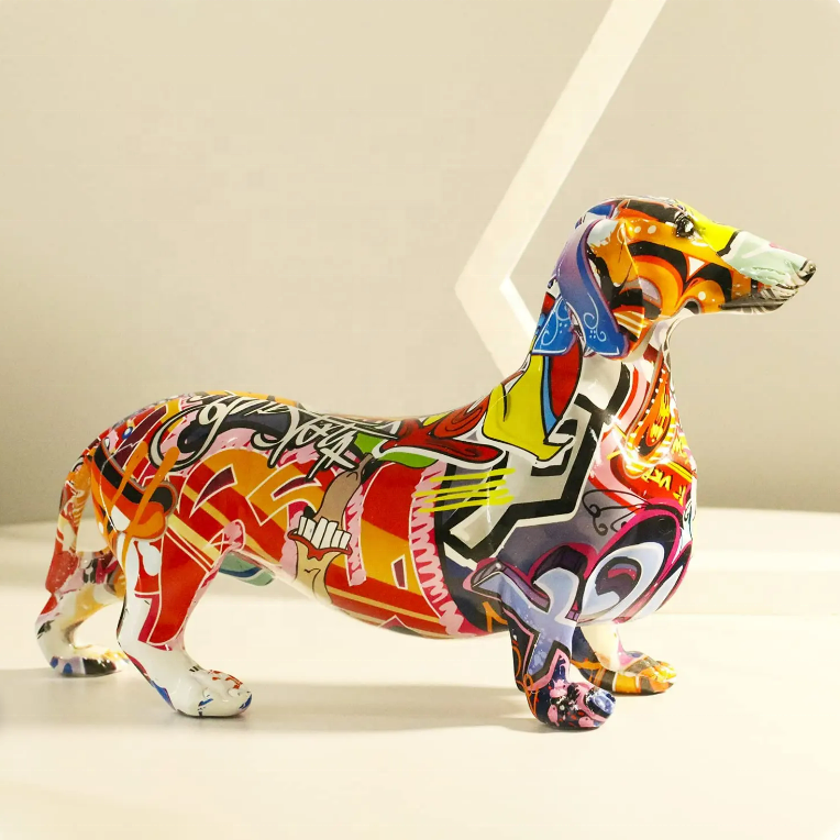 Factory handmade hot selling ornaments home decoration animal dachshund dog statue