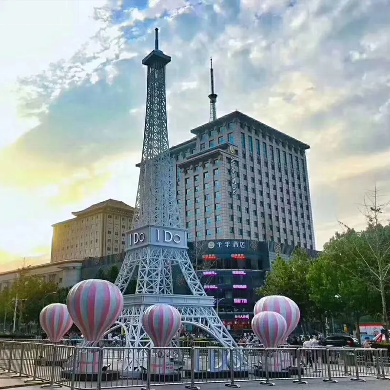 Huge statue of the Eiffel decor Tower in shopping square sculpture to France