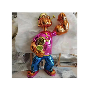 Factory hot selling cartoon Popeye statue home famous resin sculpture electroplating pop art sculpture garden decoration