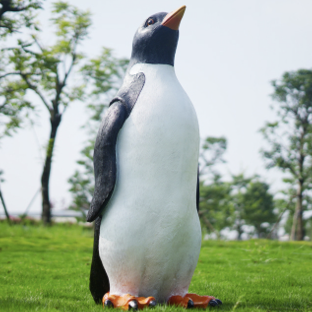 Factory Customized Real Size Fiberglass Animal Sculpture Marine Themed Resin Penguin Sculpture Fiberglass Statue for Sale