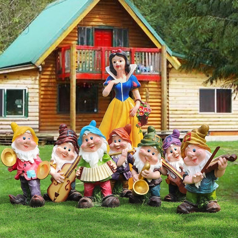 Life size fiberglass for garden decoration mall Snow White and the Seven Dwarfs sculpture