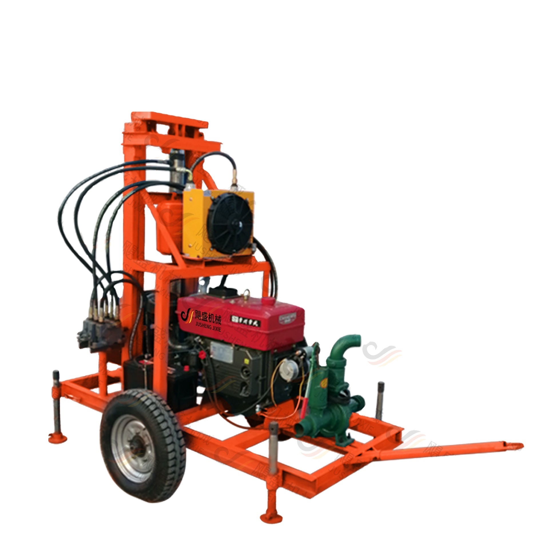 Customized water well drilling rig hydraulic diesel engine wheeled mobile water extraction home drilling rig factory direct