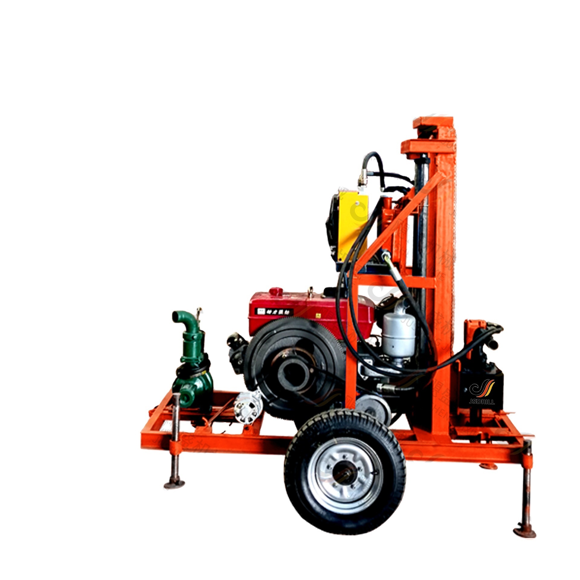 Customized water well drilling rig hydraulic diesel engine wheeled mobile water extraction home drilling rig factory direct