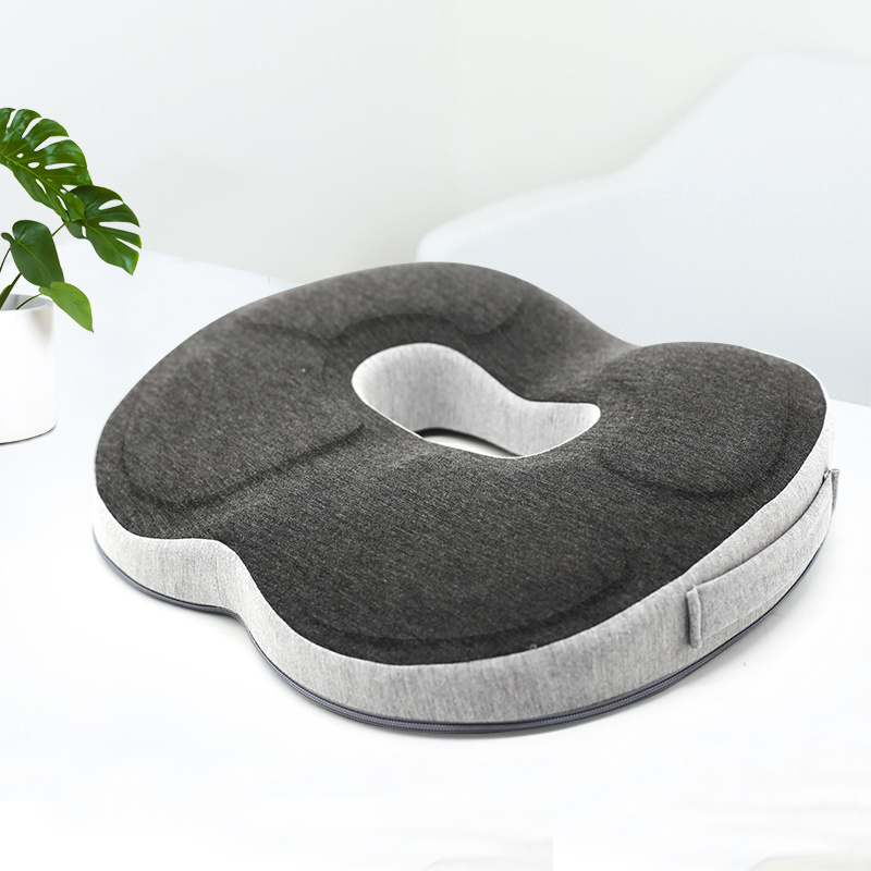 2024 Design New Pain Relief Cushion Office Essential Seat Cushion Customized Fabric Memory Foam Comfortable Hemorrhoid Cushion