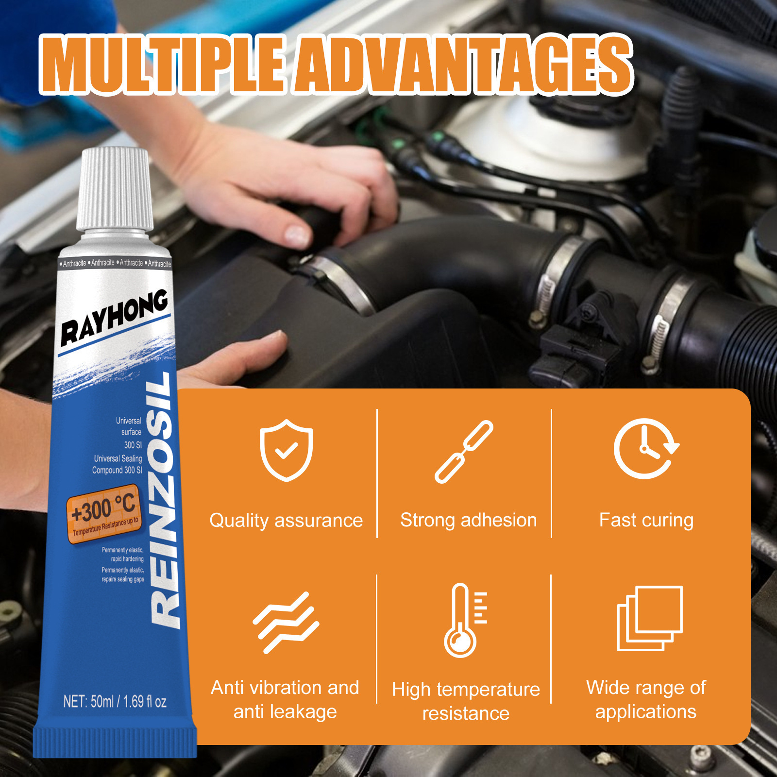 Rayhong Engine sealant Car metal fuel tank oil pan gasket oil-resistant temperature resistance glue auto repair glue