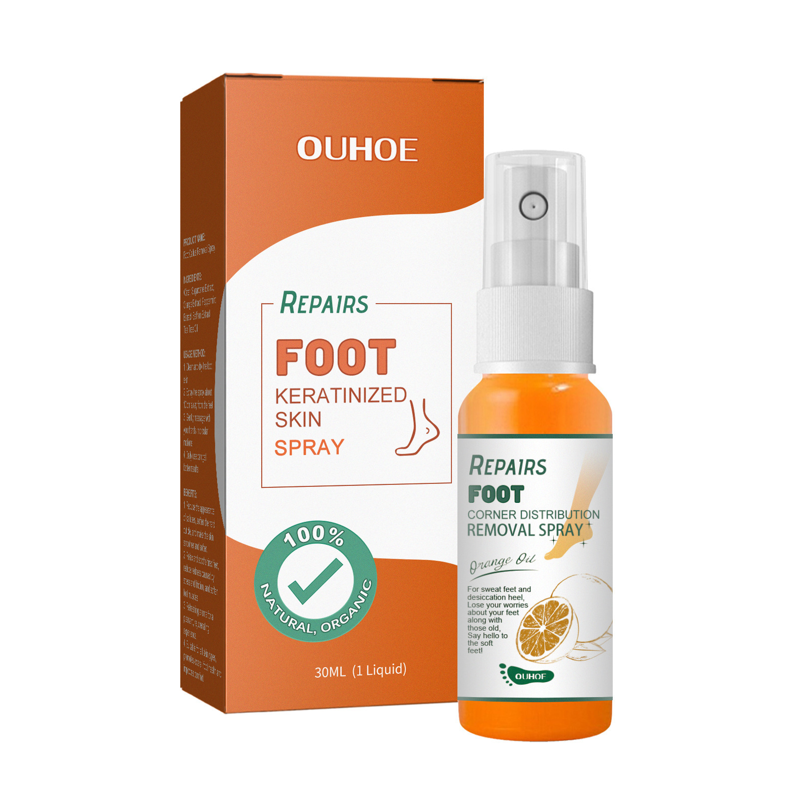 OUHOE Foot exfoliating spray Repair heel calluses dead skin anti-chapping moisturizing foot care spray