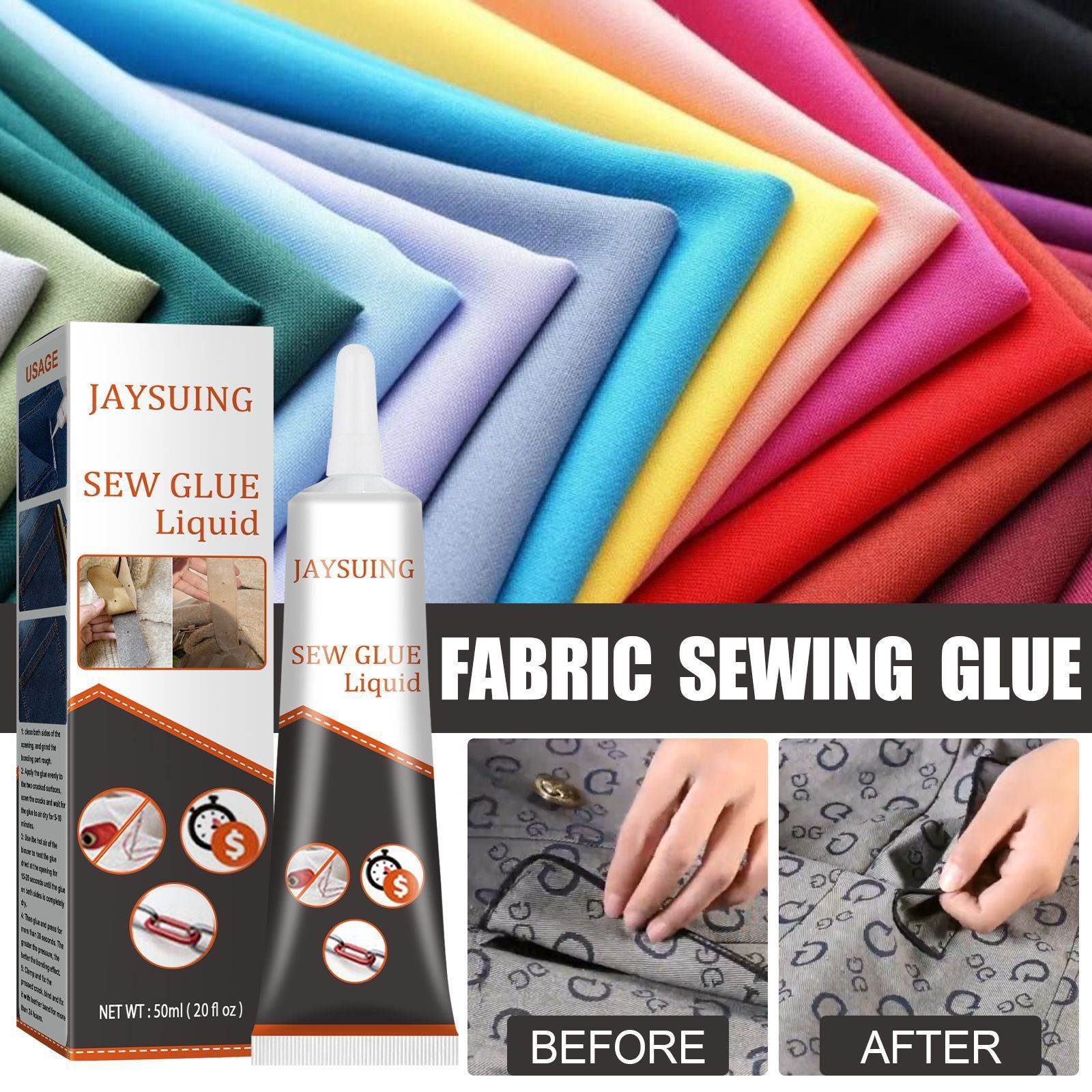 Jaysuing Fabric repair glue Fabric sewing insole clothes jeans hole repair fabric adhesive