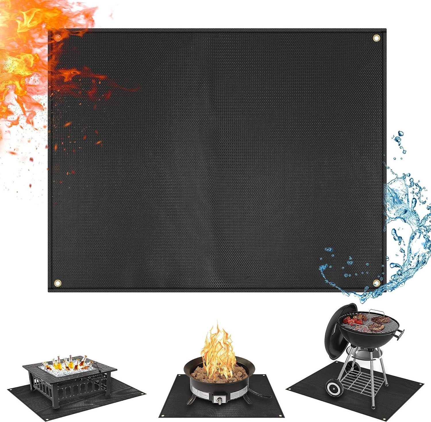 Polyester Trim Non Slip Mat Low Profile Protects Floors No Fire Fireplace Area Hearth Rug Mat for Deck Fireproof