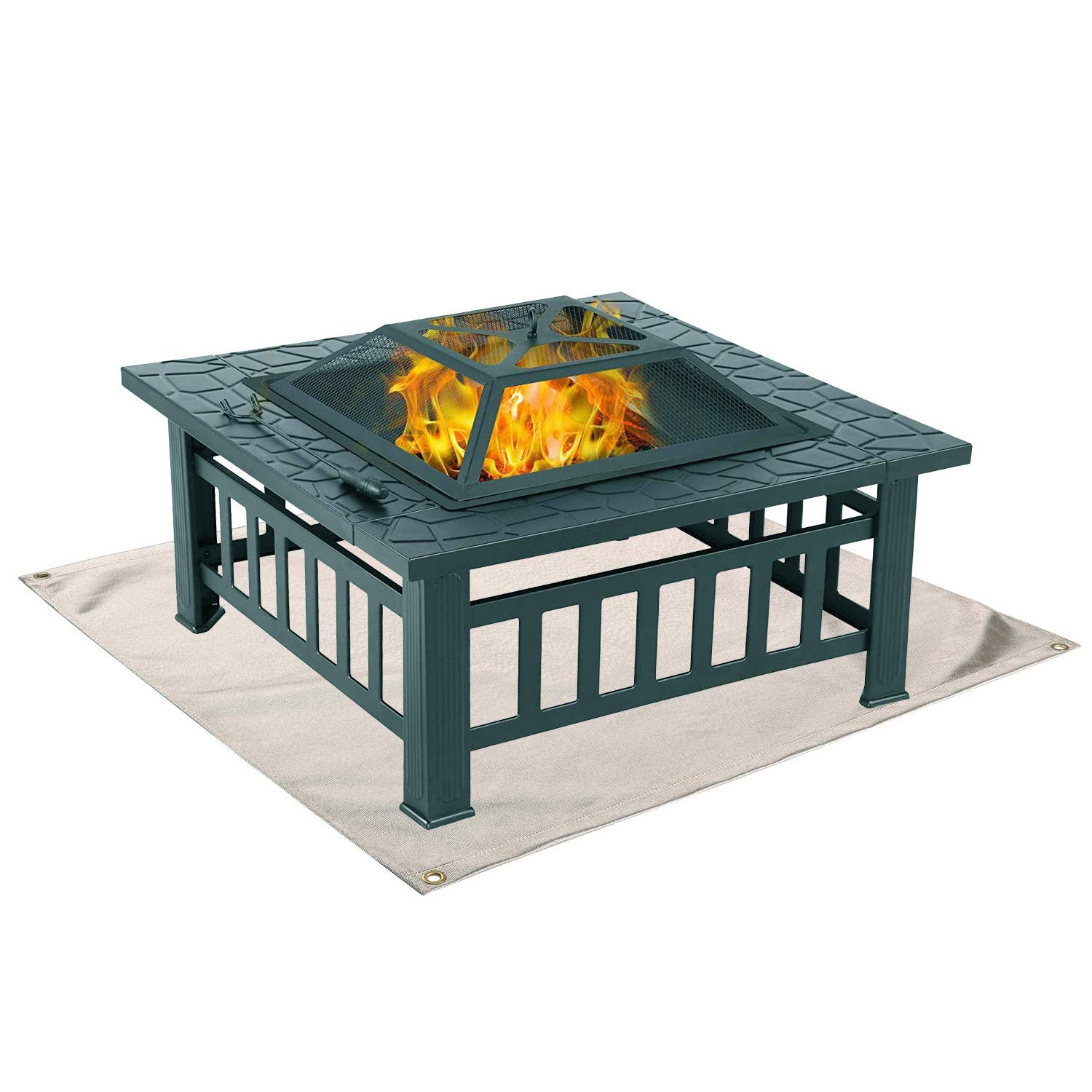 Outdoor Wood Burning Bbq 40 Inch Square Fire Pit Pad Grill Fireproof Mat For Deck Patio Fireplace Camping Decking Lawn Stove