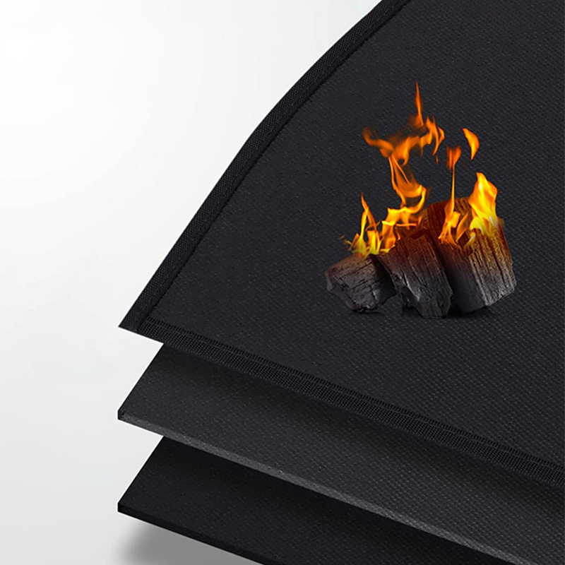 Patio Barbecue Accessories Foldable Heavy Duty 36'' Fireproof Fiberglass Ember Pad Fireproof Fire Pit Heatproof Mat Set