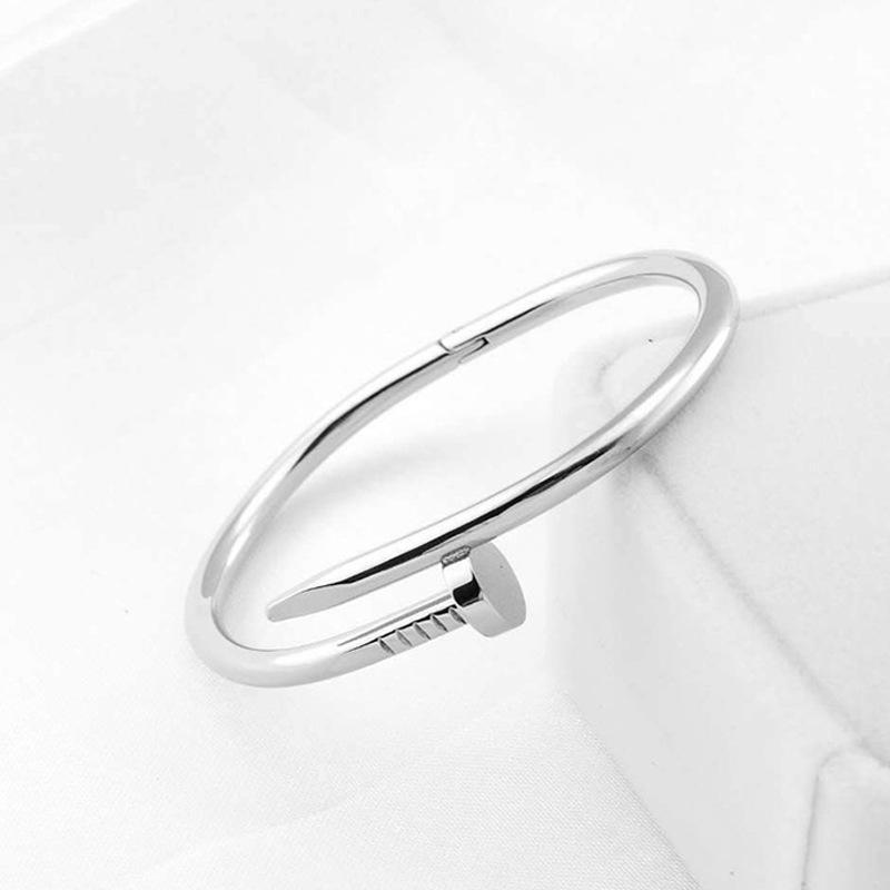 Crystal Oval Design Classic Stainless Steel Adjustable Diamond Nail Bracelet For Women