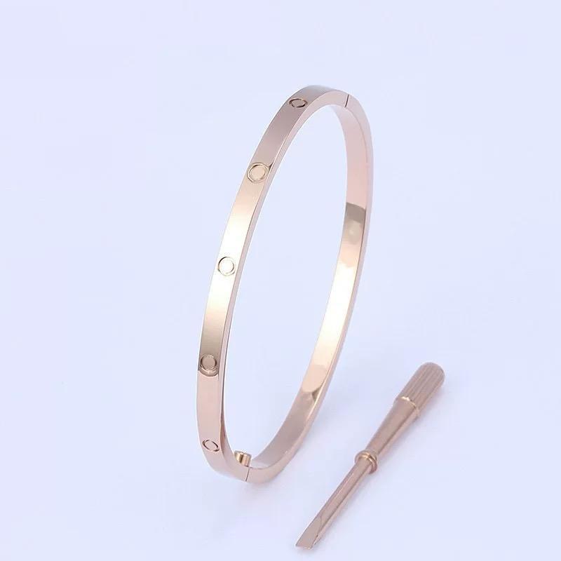 High Quality Luxury Brand Jewelry 4mm Narrow Version Lovers Bracelet Stainless Steel Bangles For Women