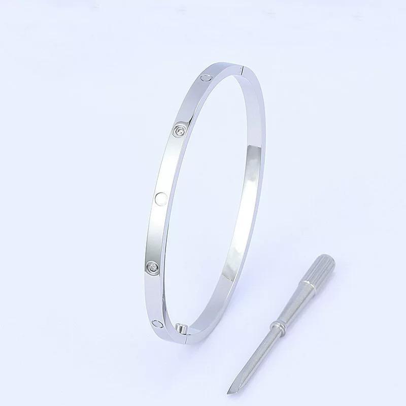 High Quality Luxury Brand Jewelry 4mm Narrow Version Lovers Bracelet Stainless Steel Bangles For Women