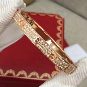 wholesale custom fashion jewelry 18k gold plated stainless steel full diamond zircon screw love cuff bracelet bangle women men