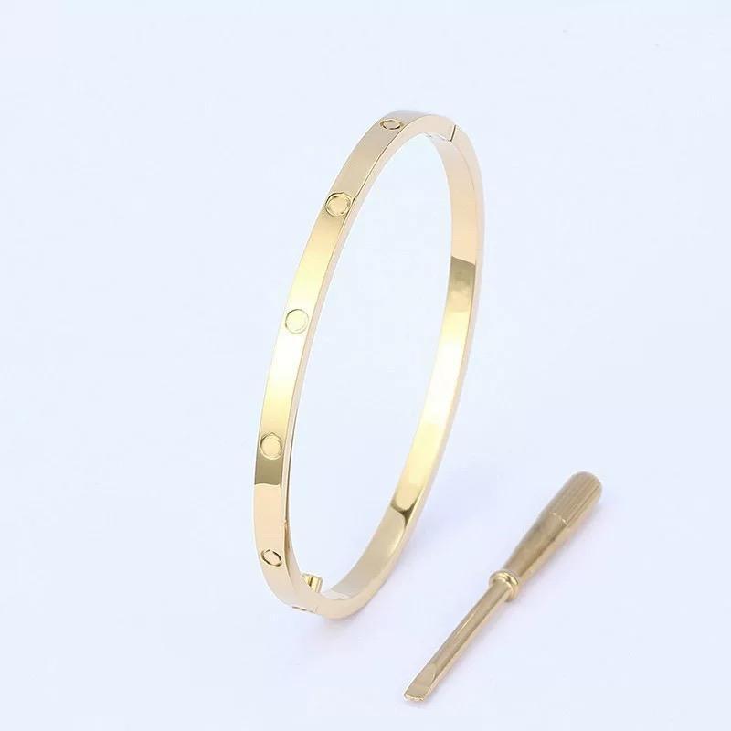 High Quality Luxury Brand Jewelry 4mm Narrow Version Lovers Bracelet Stainless Steel Bangles For Women