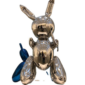 Blve Modern Art Jeff Koons Abstract Balloon Stainless Steel Rabbit Sculpture