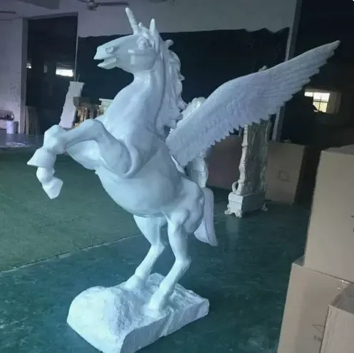 Custom New wedding birthday props glass fiber pegasus statue unicorn pop art sculpture large outdoor landscape decoration