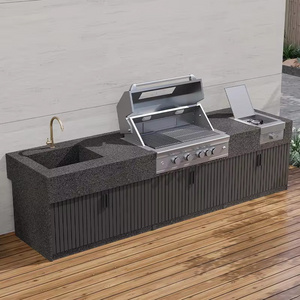 Modern Elegant Outdoor Kitchen Stone Island Worktop Barbecue Black Granite Countertop