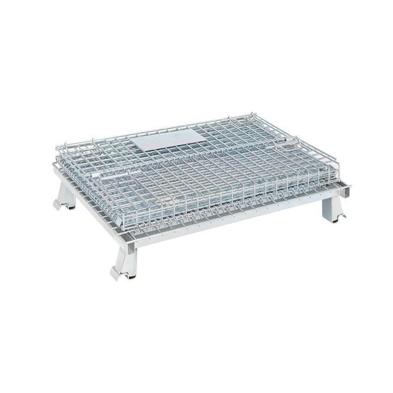 CE Certified Warehouse Material Handling Wire Cages Wire Container Folding  Shelves Stackable Collapsible Container